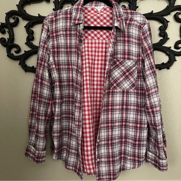 AEROPOSTALE Women’s Long Sleeve Plaid Lined Button Down Shirt L - Picture 3 of 15